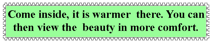 Text Box: Come inside, it is warmer  there. You can then view the  beauty in more comfort.